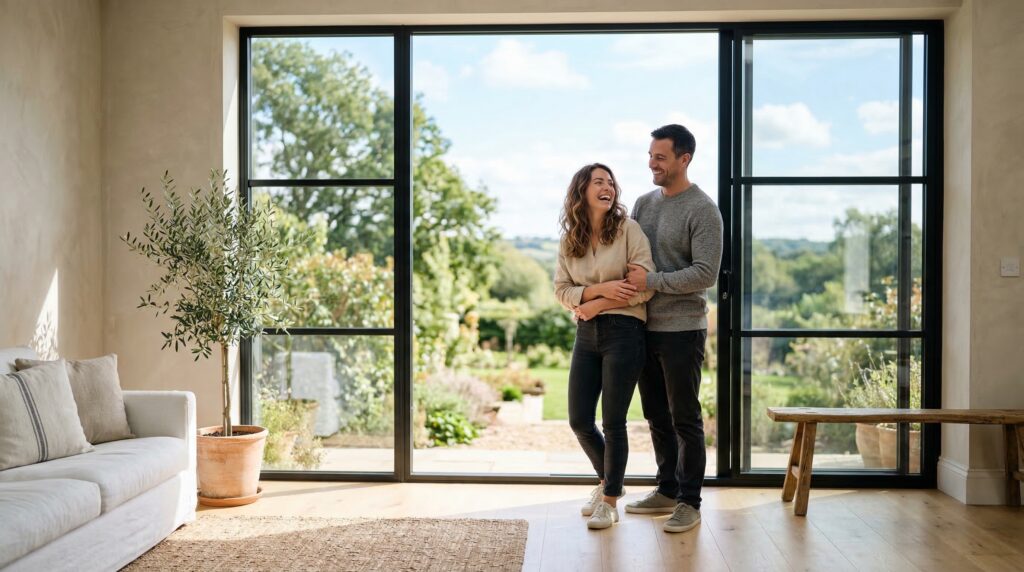 Home hometek happy couple standing near